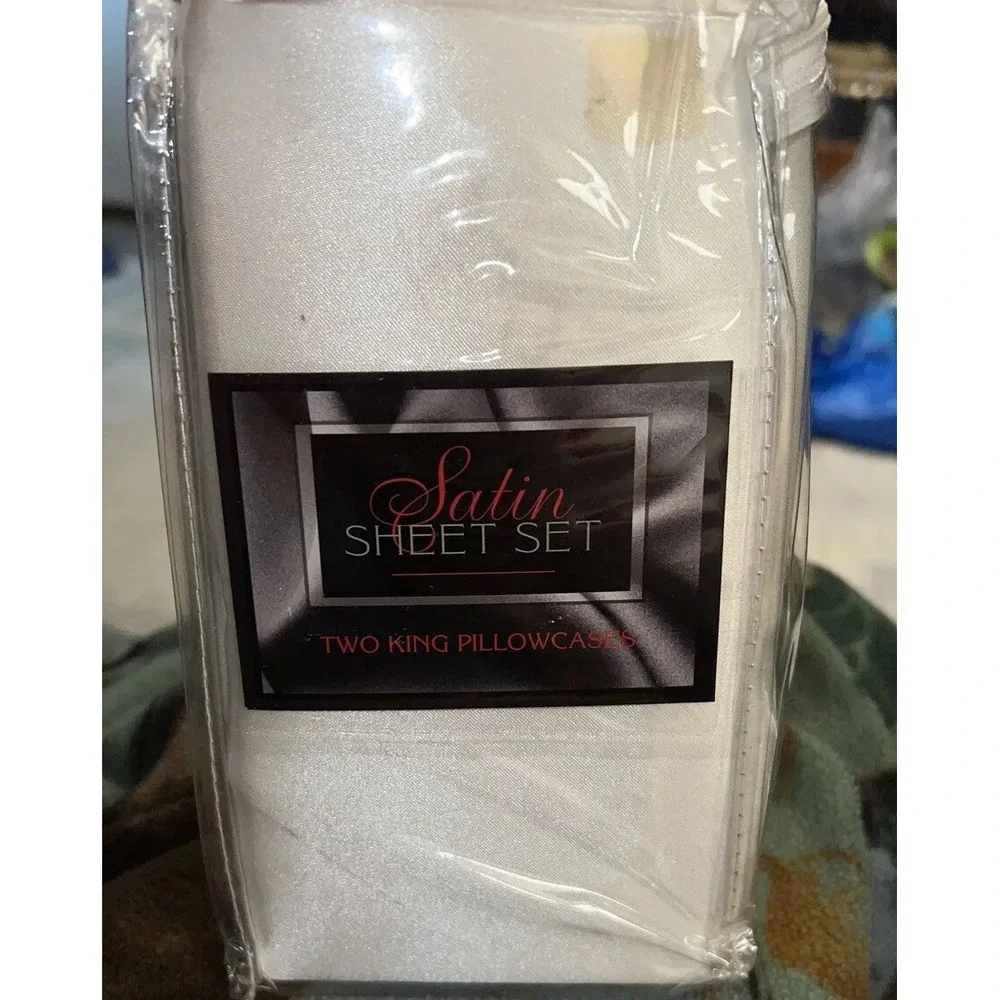 New‎ 2 Satin King Pillowcases Pillowcase Ivory Polyester